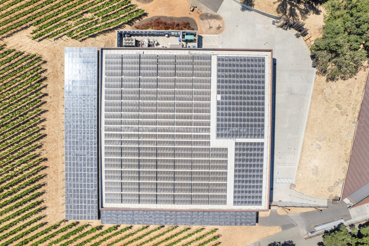 view of solar panels from above